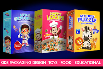 design kids and children product packaging or label