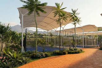 revamp 3d sports club landscapes,padel,tennis courts,trophical area master plans