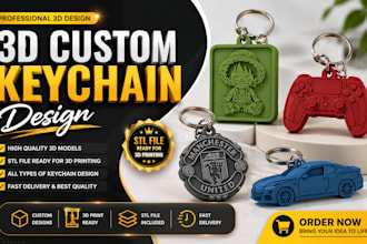 design a custom 3d printable keychain, logo keychain and keychain stl file