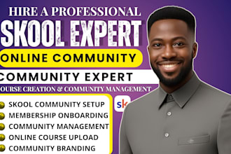 setup skool online community kajabi online course skool comunity manager