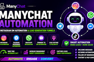 build manychat instagram dm automation, manaychat chatbot capture lead funnel