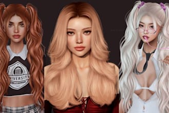 design custom 3d avatar hair model for second life vrchat vtuber zepeto fivem