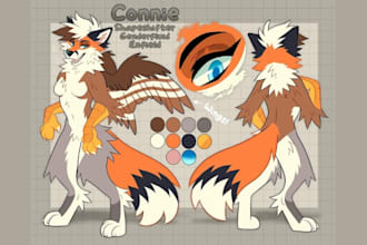draw furry reference sheet, fursona, furry oc and original character design