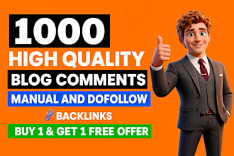do 1000 dofollow SEO blog comment backlinks on high da sites