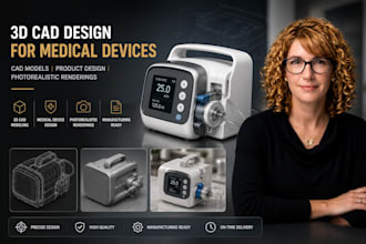 design a 3d medical device prototype with cad modeling and rendering
