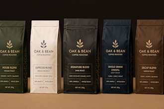 design or redesign product packaging, coffee packaging and pouch dieline
