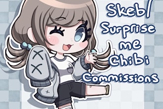 draw a chibi of your character, skeb or surprise me commission style