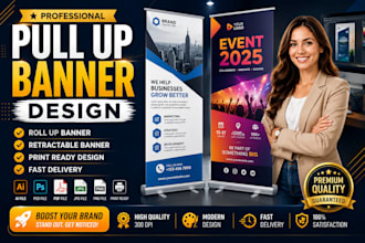 design professional pull up banner and roll up banner for trade show