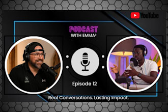 design youtube podcast banner, thumbnail, cover art and album cover