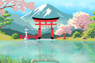 ilustraré fondos y paisajes con estilo artístico para tu proyecto