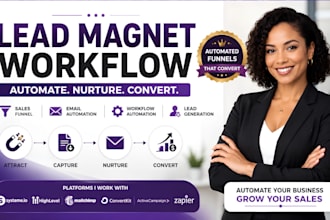 create lead magnet workflow, email automation, sales funnel and CRM setup