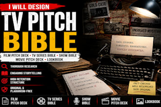 design film movie TV pitch deck, TV show bible, podcast pitch deck, lookbook epk