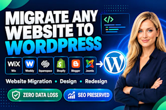 migrate wix website weebly squarespace to wordpress hostinger, figma to webflow