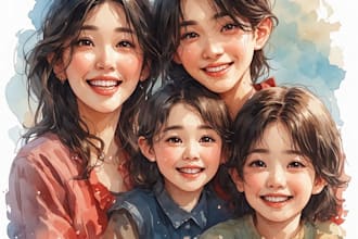 custom watercolor family portrait from photo