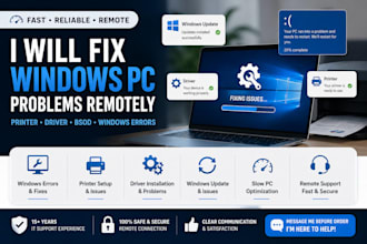 fix windows errors, blue screen, slow PC and driver issues remotely