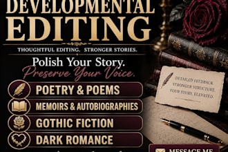 do developmental editing for poetry poems gothic dark romance or memoir editing