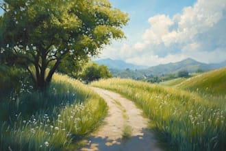 digitally oil painting landscape