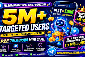 telegram referral link promotion targeted 5m users, p2e, telegram mini game app