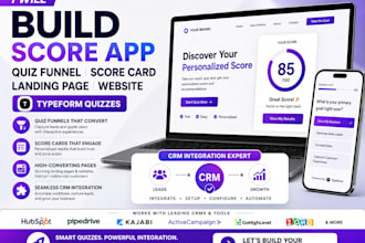 build score app quiz funnel score card landing page and website typeform quizzes