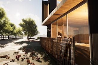 design a stunning 3d beach house interior and exterior visualization