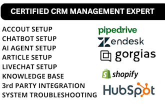 setup gorgias zendesk pipedrive hubspot freshdesk  CRM ai agent chatbot shopify