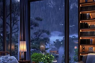 create   relaxing  cozy rain video with natural sound, cozy room