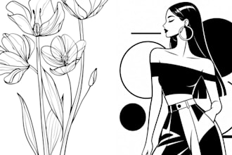 draw professional vector line art, one line art and product illustration
