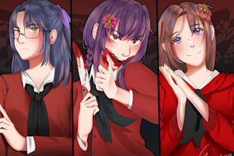 draw custom digital illustration or anime art for you