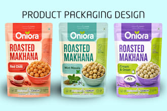 design product packaging, label packaging, pouch design, shipping box packaging
