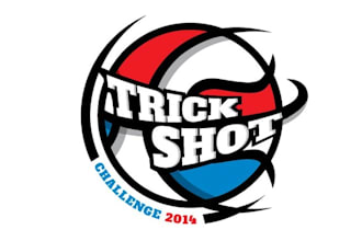 design trick shot challenge basketball logo