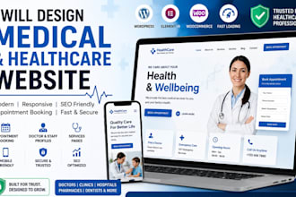 design medical website, healthcare clinic, doctor, hospital, pharmacy website