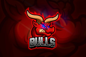 design a powerful bull logo for sports, fitness, business