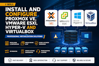 install and configure proxmox ve, vmware esxi, hyper v and virtualbox