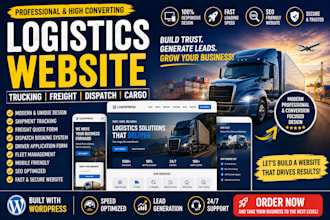 build transport logistics, trucking, dispatch, freight, cargo wordpress website