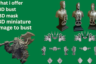 create a realistic 3d bust, 3d likeness sculpt and image to bust model, 3d face