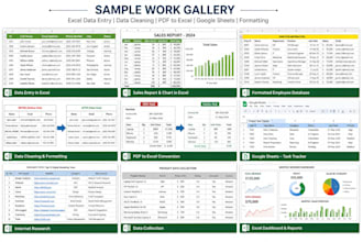 do microsoft excel data entry, PDF to excel, PDF to word, and google sheets