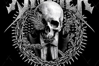 draw dark art, illustration, horror, skull, t shirt metal