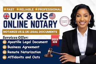 notarize US UK legal document online, affidavits usps form 1583 notary public