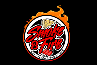 design high resolution fire pizza BBQ business logo for you