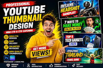 design eye catching youtube thumbnail for high CTR