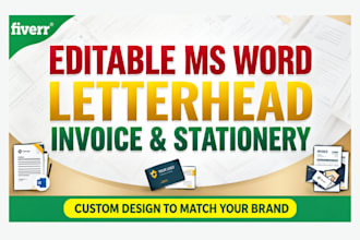 design editable ms word letterhead, invoice and stationery