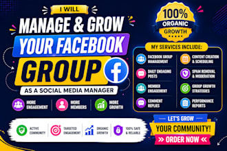 manage and grow your facebook group as a social media manager