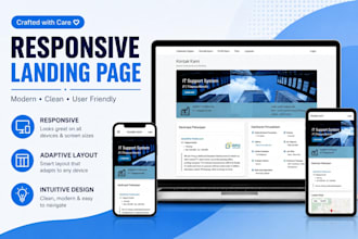 create responsive HTML CSS landing page website