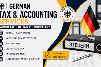do german tax return, vat, bookkeeping, corporate tax, tax registration elster