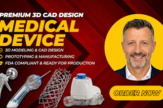 do 3d medical device, medical product prototype, surgical device in fusion 360