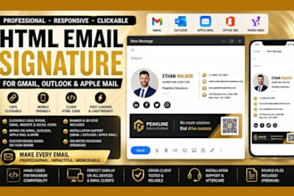 design responsive clickable HTML email signature for gmail outlook apple mail
