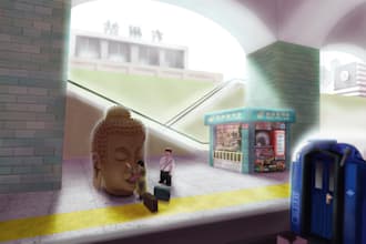 illustrate your idea in cinematic, surrealist style with dreamlike environment
