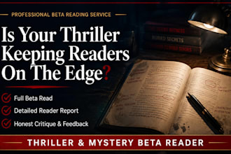 be your thriller beta reader and mystery beta reader with critique report