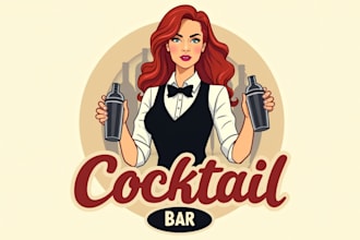 make an amazing cocktail bar logo in very short time