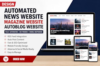 design automated news website, magazine website, autoblog website